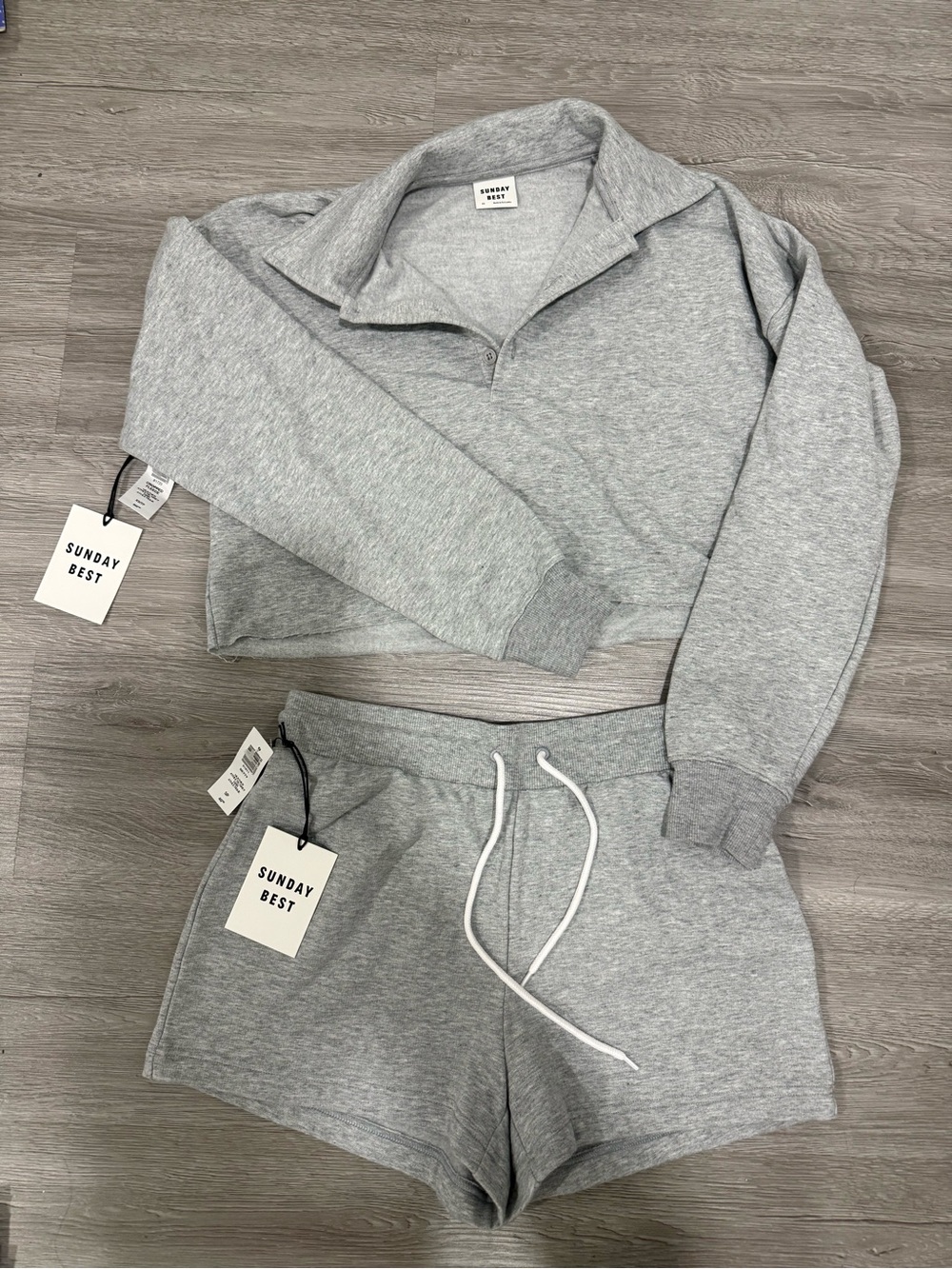 Sunday Best Light Heather Gray Lounge Set - Cropped Zip Sweatshirt & Shorts